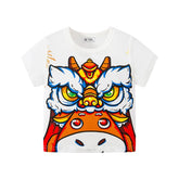 New Fashion China Style Lion Dance Boys T-Shirt Summer Short Sleeve-TB00956-Veeddydropshipping